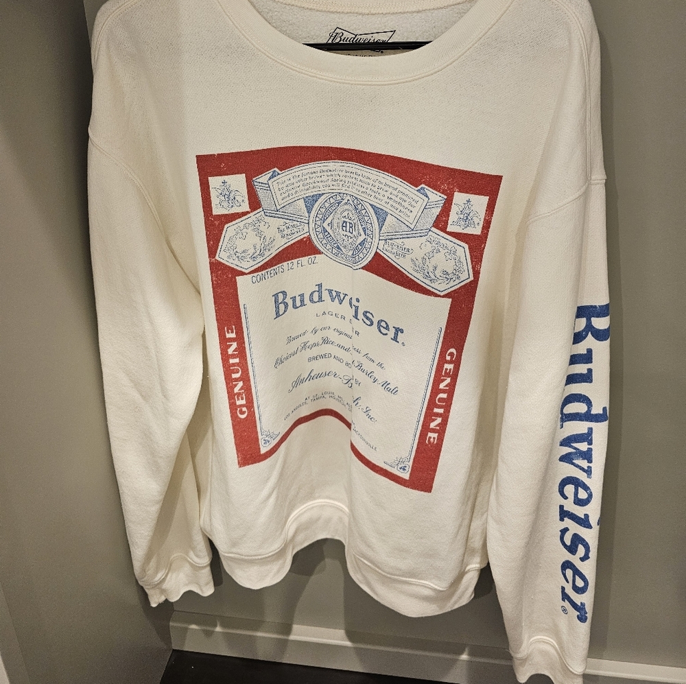 Women's large Budweiser cream sewatshirt
